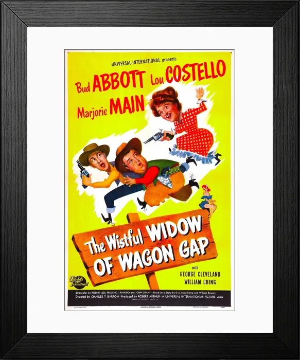 Framed Print : THE WISTFUL WIDOW OF WAGON GAP, US poster, from left: Bud Abbott, Lou Costello, Marjorie Main, 1947