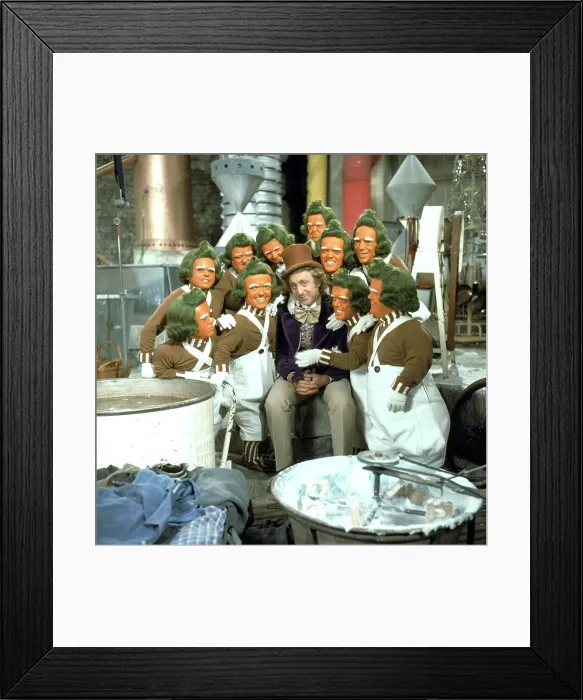 Framed Print : WILLY WONKA AND THE CHOCOLATE FACTORY, Gene Wilder (center), Oompa-Loompas, 1971