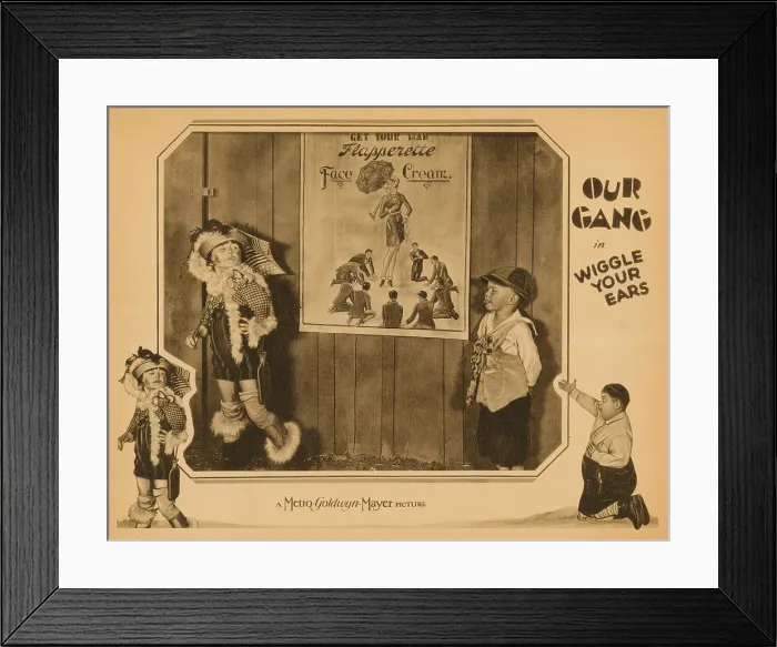 Framed Print : WIGGLE YOUR EARS, inset left: Mary Ann Jackson, bottom l-r: Mary Ann Jackson, Joe Cobb on lobbycard, 1929