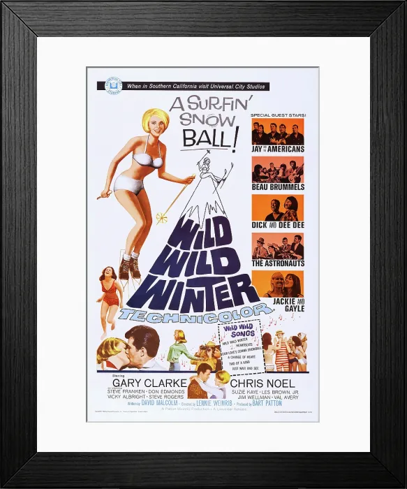 Framed Print : WILD WILD WINTER, US poster, Chris Noel (left top), right from top: Jay and the Americans, The Beau Brummels, Dick and Dee Dee, The Astronauts, Jackie and Gayle, 1966