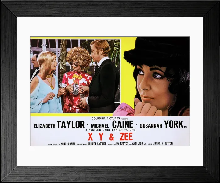 Framed Print : X, Y AND ZEE, (aka ZEE AND CO.), US lobbycard, from left: Susannah York, Margaret Leighton, Michael Caine, Elizabeth Taylor, 1972 Framed Print : X, Y AND ZEE, (aka ZEE AND CO.), US lobbycard, from left: Susannah York, Margaret Leighton, Michael Caine, Elizabeth Taylor, 1972