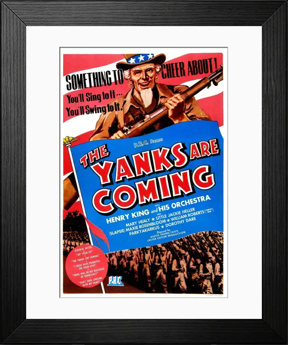 Framed Print : THE YANKS ARE COMING, US poster, Uncle Sam, 1942 Framed Print : THE YANKS ARE COMING, US poster, Uncle Sam, 1942