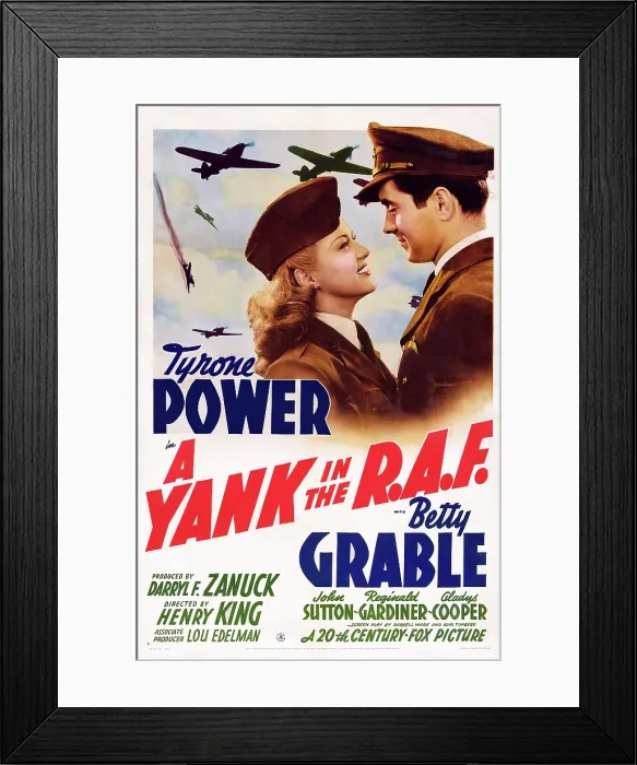 Framed Print : A YANK IN THE R.A.F. l-r: Betty Grable, Tyrone Power on poster art, 1941. TM and Copyright 20th Century Fox Film Corp. All rights reserved. / courtesy Everett Collection