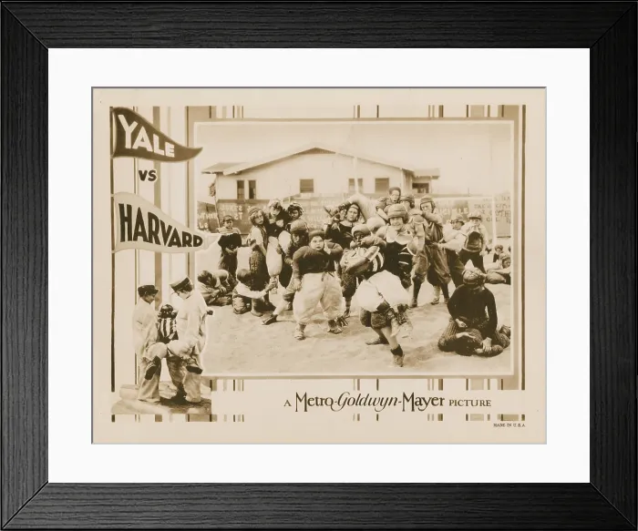 Framed Print : YALE VS. HARVARD, lobbycard, Our Gang, Jackie Condon (left, helmet), Joe Cobb (hand on face), Allen Farina Hoskins (with football), 1927