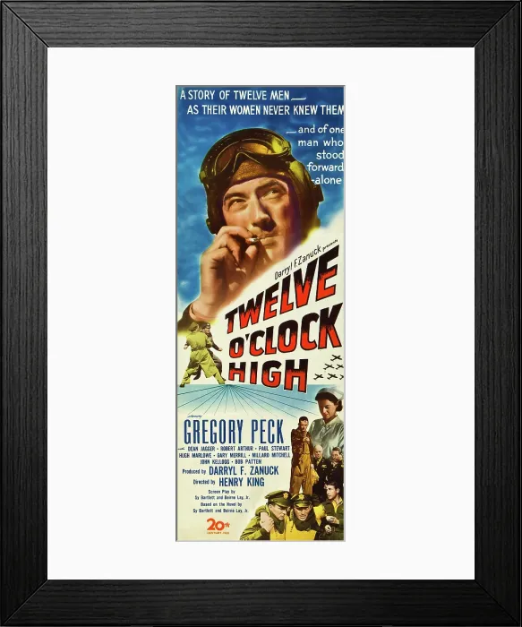 Framed Print : TWELVE O'CLOCK HIGH, Gregory Peck, insert poster art, 1949, TM and Copyright (c) 20th Century-Fox Film Corp. All Rights Reserved