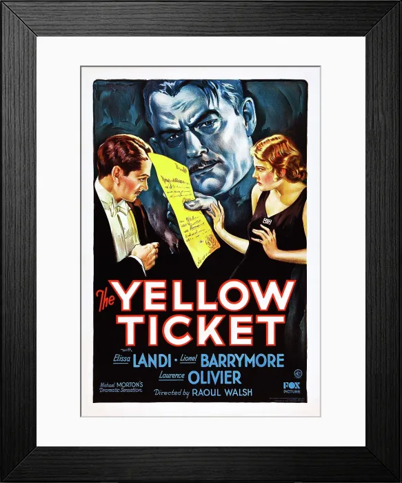 Framed Print : THE YELLOW TICKET, US poster art, from left: Laurence Olivier, Lionel Barrymore, Elissa Landi, 1931. TM and Copyright 20th Century Fox Film Corp Framed Print : THE YELLOW TICKET, US poster art, from left: Laurence Olivier, Lionel Barrymore, Elissa Landi, 1931. TM and Copyright 20th Century Fox Film Corp