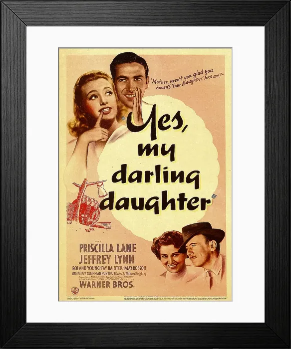 Framed Print : YES, MY DARLING DAUGHTER, top from left: Priscilla Lane, Jeffrey Lynn, bottom from left: Fay Bainter, Roland Young on midget window card, 1939