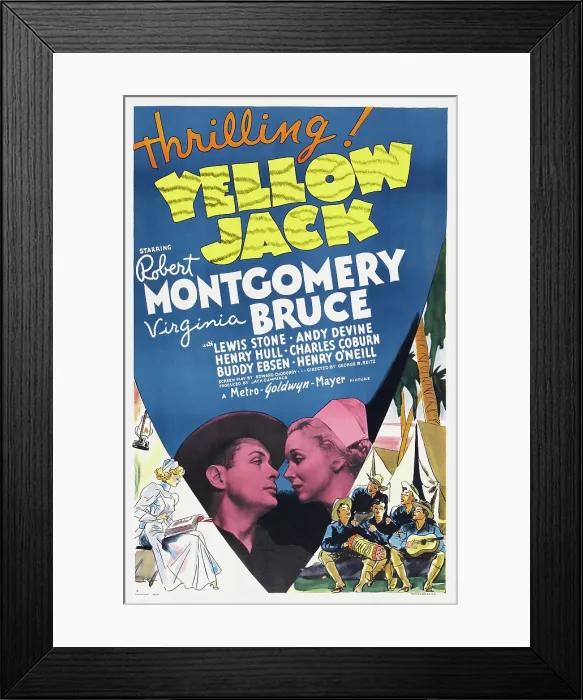 Framed Print : YELLOW JACK, US poster art, from left: Robert Montgomery, Virginia Bruce, 1938