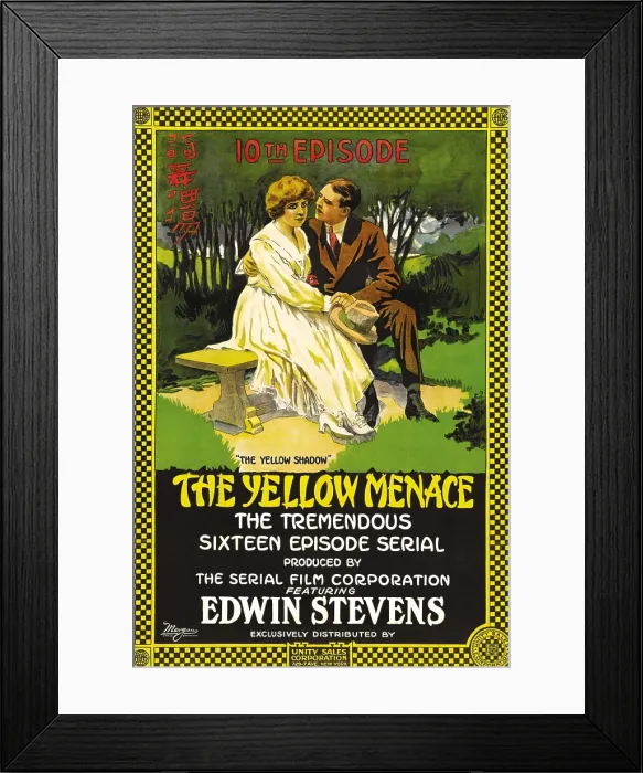 Framed Print : THE YELLOW MENACE, right: Edwin Stevens in Episode 10-The Yellow Shadow on poster art, 1916 Framed Print : THE YELLOW MENACE, right: Edwin Stevens in Episode 10-The Yellow Shadow on poster art, 1916