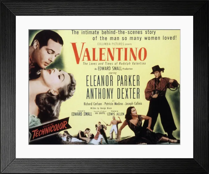 Framed Print : VALENTINO, Anthony Dexter, Eleanor Parker, Patricia Medina, 1951 Framed Print : VALENTINO, Anthony Dexter, Eleanor Parker, Patricia Medina, 1951