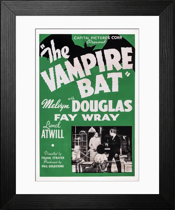Framed Print : THE VAMPIRE BAT, US poster art, Lionel Atwill, Melvyn Douglas, 1933