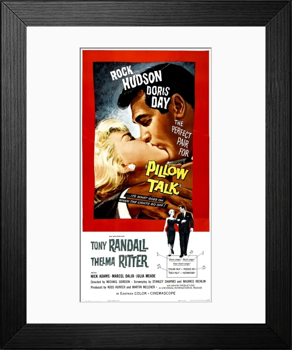 Framed Print : PILLOW TALK, top from left: Doris Day, Rock Hudson, bottom from left: Doris Day, Rock Hudson, 1959