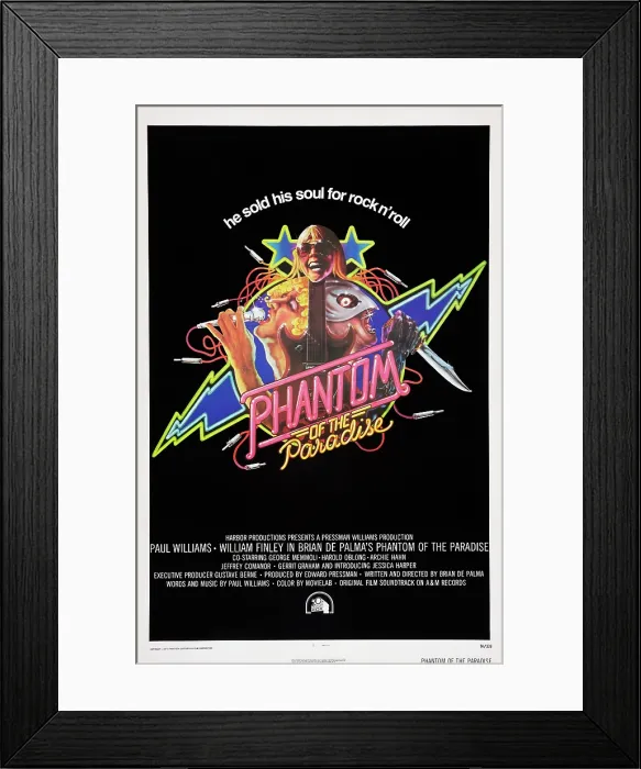 Framed Print : PHANTOM OF THE PARADISE, US poster, Gerrit Graham, Paul Williams, William Finley, 1974. TM and Copyright 20th Century Fox Film Corp. / courtesy Everett Collection Framed Print : PHANTOM OF THE PARADISE, US poster, Gerrit Graham, Paul Williams, William Finley, 1974. TM and Copyright 20th Century Fox Film Corp. / courtesy Everett Collection