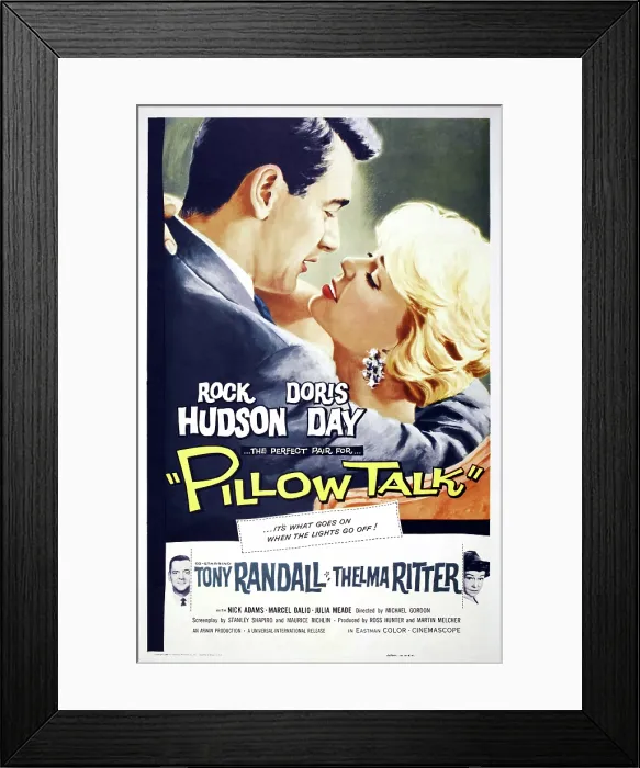 Framed Print : PILLOW TALK, top from left: Rock Hudson, Doris Day, bottom from left: Tony Randall, Thelma Ritter, 1959