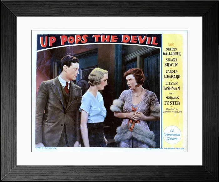 Framed Print : UP POPS THE DEVIL, from left, Norman Foster, Carole Lombard, Joyce Compton, 1931
