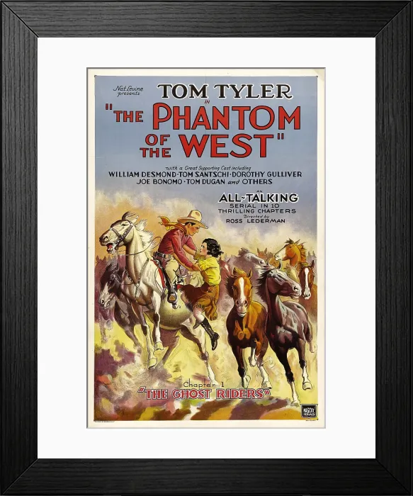 Framed Print : THE PHANTOM OF THE WEST, Tom Tyler, 1931, Chapter 1: The Ghost Riders'