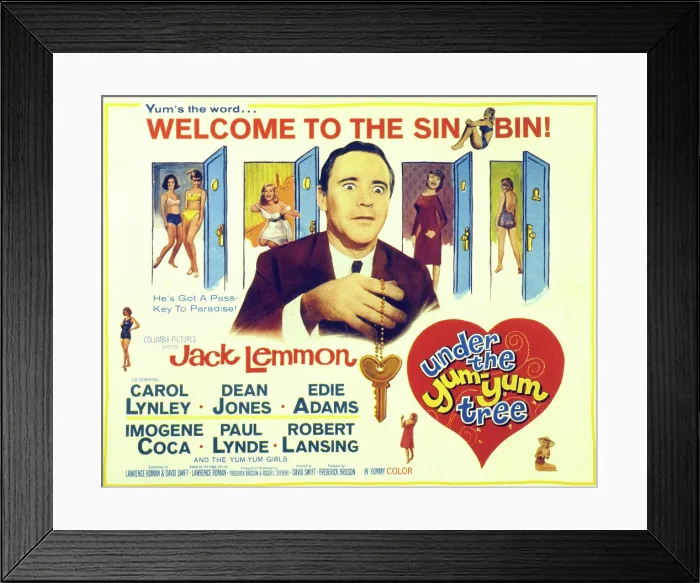 Framed Print : UNDER THE YUM YUM TREE, Jack Lemmon, Carol Linley, Dean Jones, Edie Adams, Imogene Coca, Paul Lynde, Robert Lansing, 1963