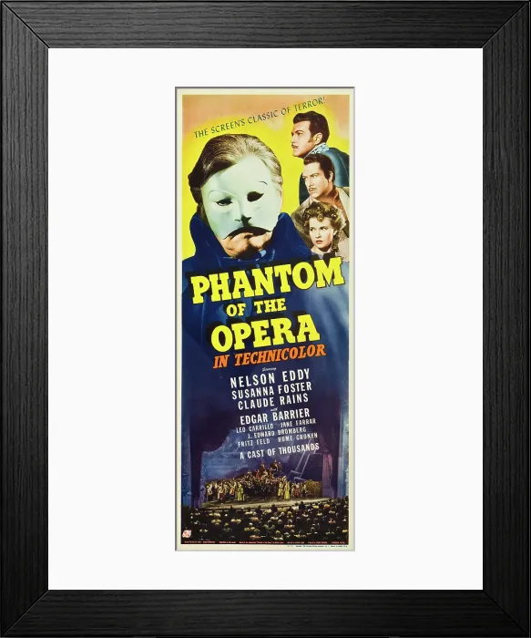 Framed Print : PHANTOM OF THE OPERA, left: Claude Rains (as Phantom), right from top: Edgar Barrier, Nelson Eddy, Susanna Foster, 1943 Framed Print : PHANTOM OF THE OPERA, left: Claude Rains (as Phantom), right from top: Edgar Barrier, Nelson Eddy, Susanna Foster, 1943