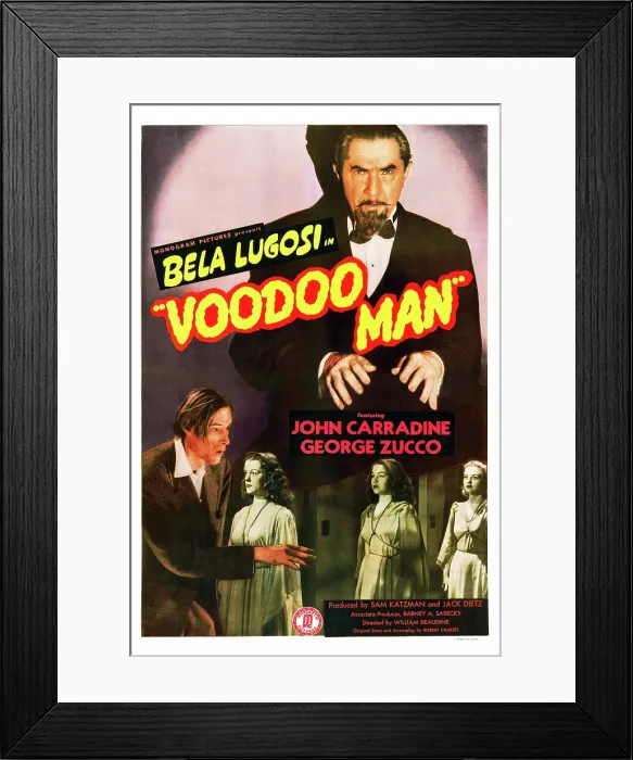 Framed Print : VOODOO MAN, US poster art, top: Bela Lugosi; bottom left: John Carradine, 1944