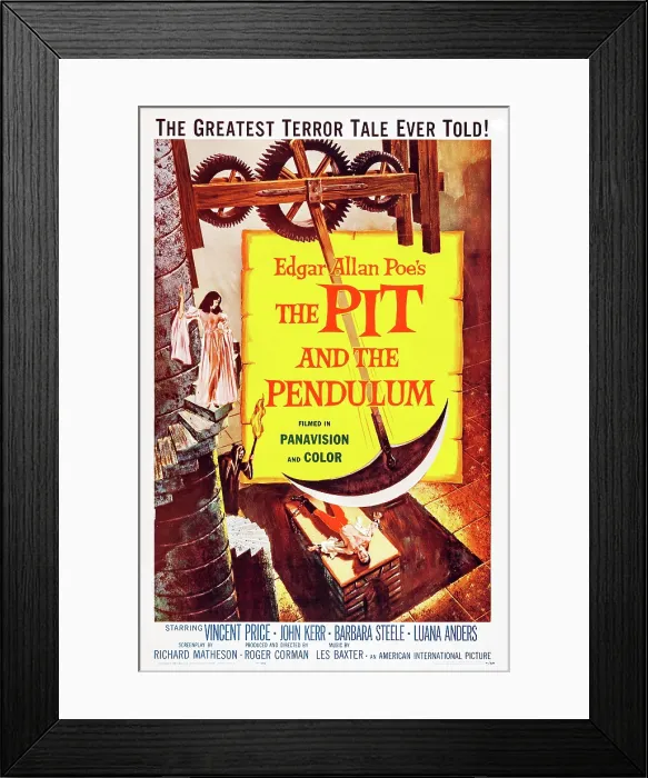 Framed Print : THE PIT AND THE PENDULUM, US poster art, 1961 Framed Print : THE PIT AND THE PENDULUM, US poster art, 1961