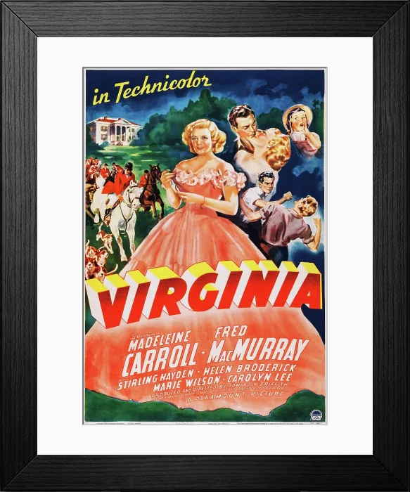Framed Print : VIRGINIA, US poster, Madeleine Carroll (center), kissing from left: Fred MacMurray, Madeleine Carroll, Carolyn Lee (top right), 1941 Framed Print : VIRGINIA, US poster, Madeleine Carroll (center), kissing from left: Fred MacMurray, Madeleine Carroll, Carolyn Lee (top right), 1941