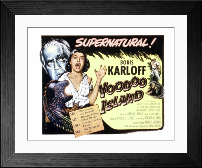 Framed Print : VOODOO ISLAND, Beverly Tyler, Boris Karloff, 1957 Framed Print : VOODOO ISLAND, Beverly Tyler, Boris Karloff, 1957