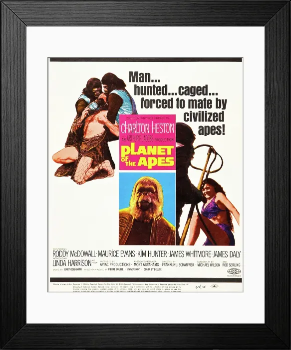Framed Print : PLANET OF THE APES, top left center: Charlton Heston, bottom center: Maurice Evans, far right: Linda Harrison, 1968, TM and Copyright 20th Century Fox Film Corp Framed Print : PLANET OF THE APES, top left center: Charlton Heston, bottom center: Maurice Evans, far right: Linda Harrison, 1968, TM and Copyright 20th Century Fox Film Corp