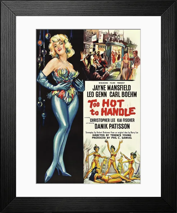 Framed Print : PLAYGIRL AFTER DARK, (aka TOO HOT TO HANDLE), left: Jayne Mansfield on British poster art, 1960 Framed Print : PLAYGIRL AFTER DARK, (aka TOO HOT TO HANDLE), left: Jayne Mansfield on British poster art, 1960