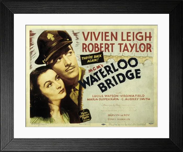 Framed Print : WATERLOO BRIDGE, Vivien Leigh, Robert Taylor, 1940 Framed Print : WATERLOO BRIDGE, Vivien Leigh, Robert Taylor, 1940
