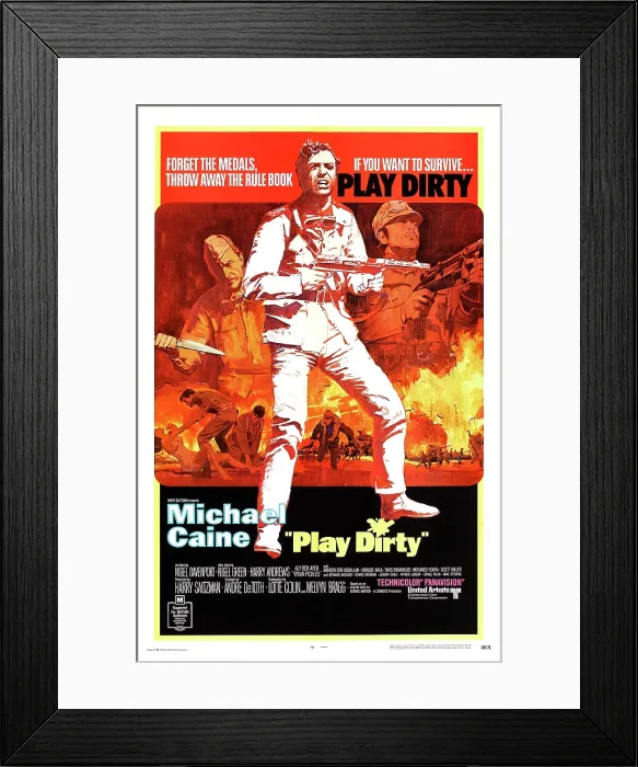 Framed Print : PLAY DIRTY, Us poster art, left: Nigel Davenport, center and right: Michael Caine, 1969