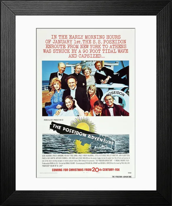 Framed Print : THE POSEIDON ADVENTURE, US advance poster, top row: Jack Albertson, Arthur O'Connell, Shelley Winters, Red Buttons, mid row: Stella Stevens, Gene Hackman, Carol Lynley