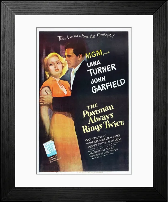 Framed Print : POSTMAN ALWAYS RINGS TWICE, THE, Lana Turner, John Garfield, 1946, poster art
