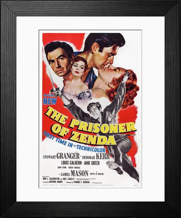 Framed Print : THE PRISONER OF ZENDA, James Mason, Jane Greer, Stewart Granger, Deborah Kerr, 1952 Poster art