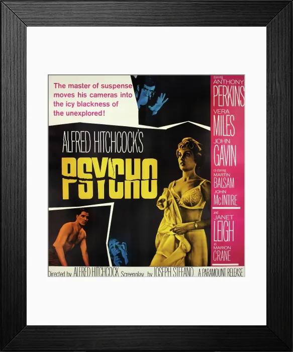 Framed Print : PSYCHO, top: Anthony Perkins, bottom from left: John Gavin, Vera Miles, Janet Leigh, 1960