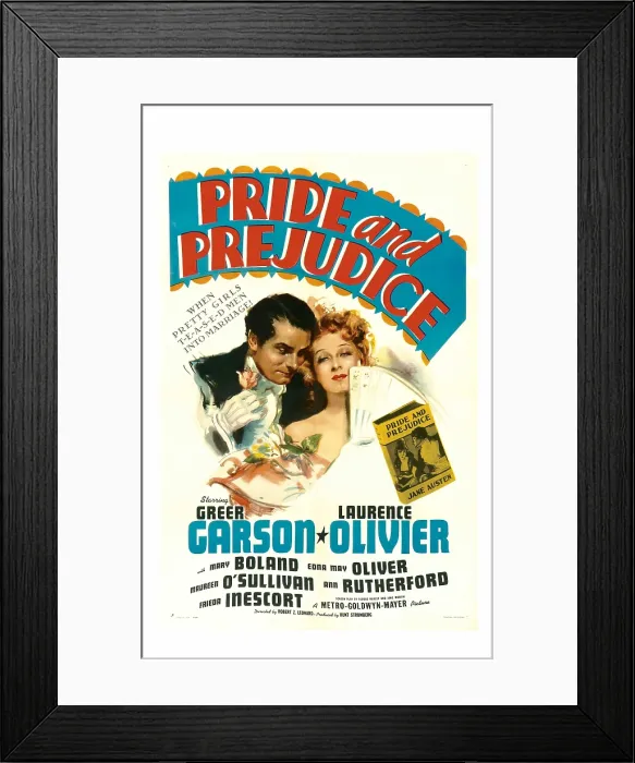 Framed Print : PRIDE AND PREJUDICE, from left: Laurence Olivier, Greer Garson, 1940