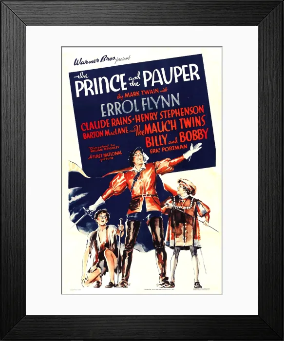 Framed Print : THE PRINCE AND THE PAUPER, center: Errol Flynn, 1937