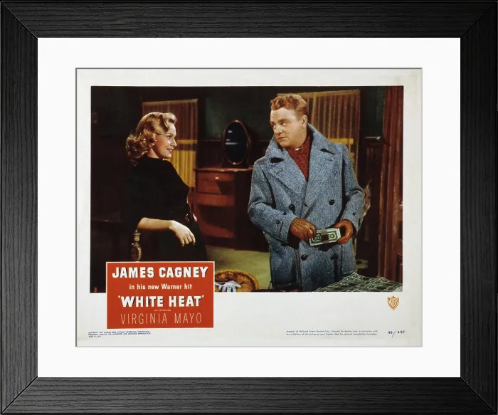 Framed Print : WHITE HEAT, US lobbycard: from left, Virginia Mayo, James Cagney, 1949 Framed Print : WHITE HEAT, US lobbycard: from left, Virginia Mayo, James Cagney, 1949