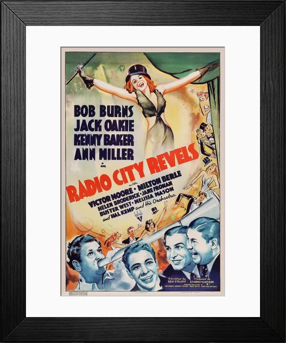 Framed Print : RADIO CITY REVELS, top: Ann Miller, bottom l-r: Hal Kemp, Kenny Baker, Milton Berle, Jack Oakie on poster art, 1938 Framed Print : RADIO CITY REVELS, top: Ann Miller, bottom l-r: Hal Kemp, Kenny Baker, Milton Berle, Jack Oakie on poster art, 1938