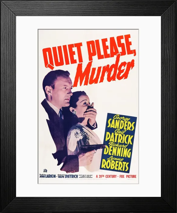 Framed Print : QUIET PLEASE: MURDER, (aka QUIET PLEASE, MURDER), US poster art, from left: George Sanders, Gail Patrick, 1942, TM and Copyright 20th Century Fox Film Corp
