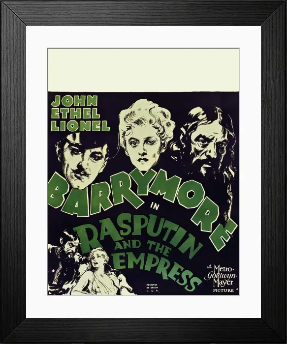 Framed Print : RASPUTIN AND THE EMPRESS, top from left: John Barrymore, Ethel Barrymore, Lionel Barrymore, bottom from left: Lionel Barrymore, Diana Wynyard on window card, 1932