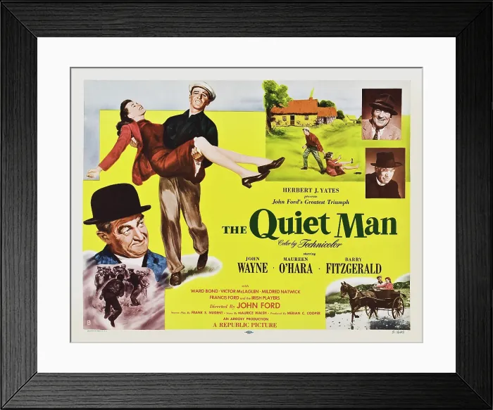 Framed Print : THE QUIET MAN, from lower left: Barry Fitzgerald, Maureen O'Hara, John Wayne, right from top: Victor McLaglen, Ward Bond, 1952