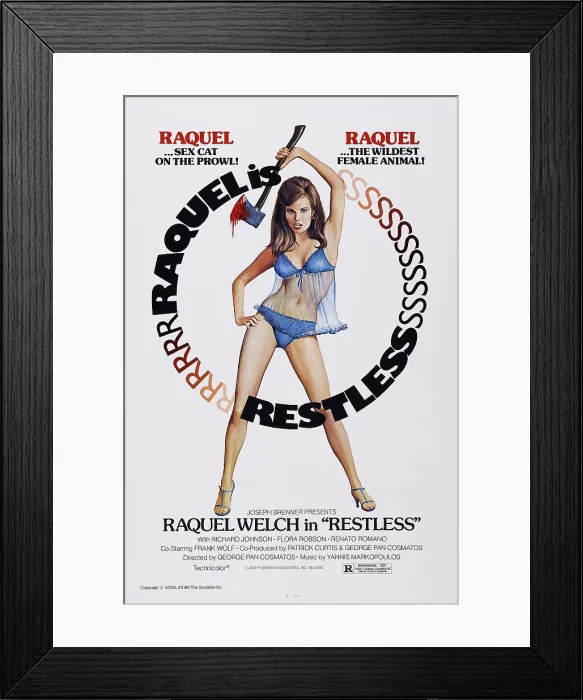 Framed Print : RESTLESS, (aka SIN aka THE BELOVED), US poster art, Raquel Welch, 1971