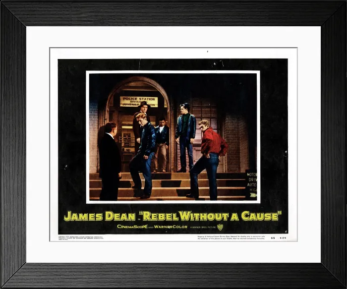 Framed Print : REBEL WITHOUT A CAUSE, from left, Dennis Hopper, David McMahon, Frank Mazzola, Corey Allen, James Dean, 1955 Framed Print : REBEL WITHOUT A CAUSE, from left, Dennis Hopper, David McMahon, Frank Mazzola, Corey Allen, James Dean, 1955