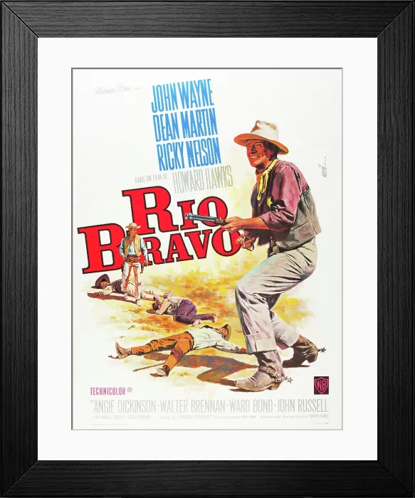 Framed Print : RIO BRAVO, John Wayne on French poster art, 1959