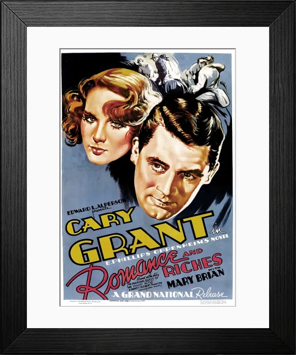 Framed Print : ROMANCE AND RICHES, (aka THE AMAZING ADVENTURE, aka THE AMAZING QUEST OF ERNEST BLISS), US poster, from left: Mary Brian, Cary Grant, 1936