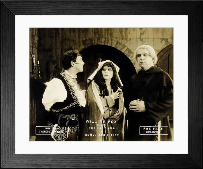 Framed Print : ROMEO AND JULIET, from left, Harry Hilliard, Theda Bara, Walter Law, 1916, TM and Copyright 20th Century Fox Film Corp. All rights reserved / courtesy Everett Collection