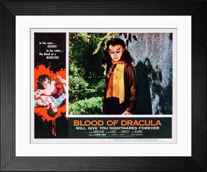 Framed Print : BLOOD OF DRACULA, US lobbycard, Sandra Harrison, 1957