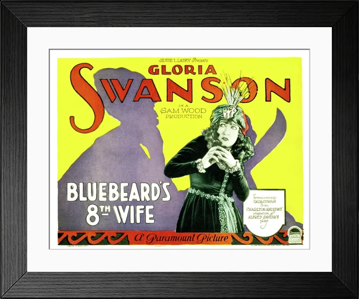 Framed Print : BLUEBEARD'S EIGTH WIFE, Gloria Swanson, 1923, fear Framed Print : BLUEBEARD'S EIGTH WIFE, Gloria Swanson, 1923, fear