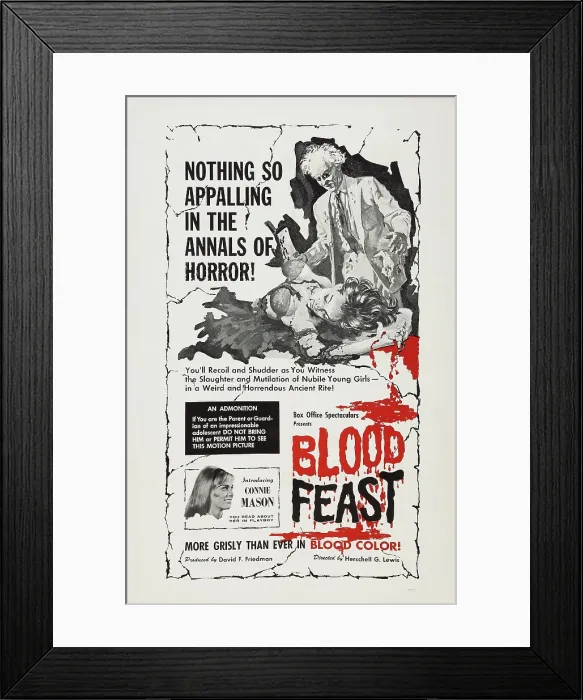Framed Print : BLOOD FEAST, US poster art, Connie Mason, 1963