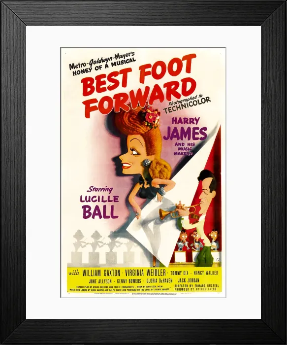 Framed Print : BEST FOOT FORWARD, Lucille Ball, Harry James, 1943 Framed Print : BEST FOOT FORWARD, Lucille Ball, Harry James, 1943